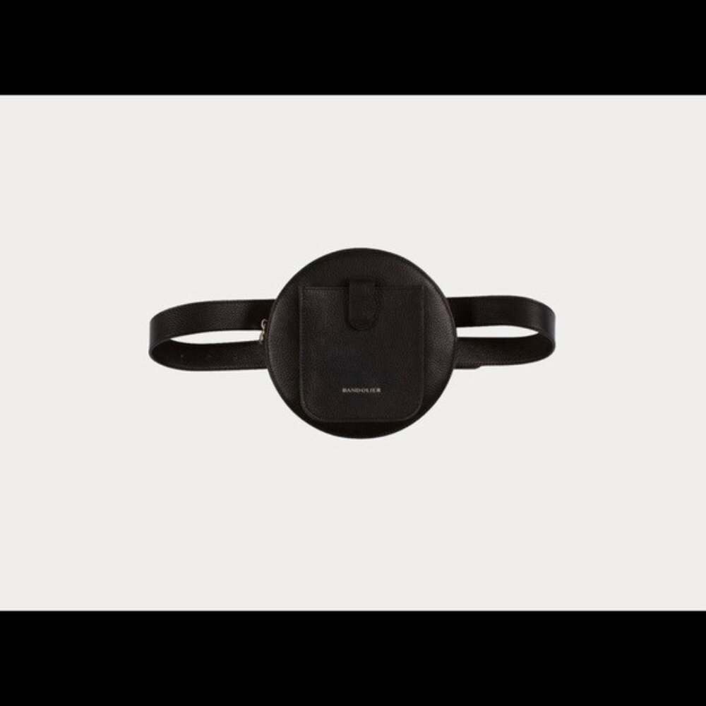 Bandolier Ricky Black Round Belt Bag (silver trim)